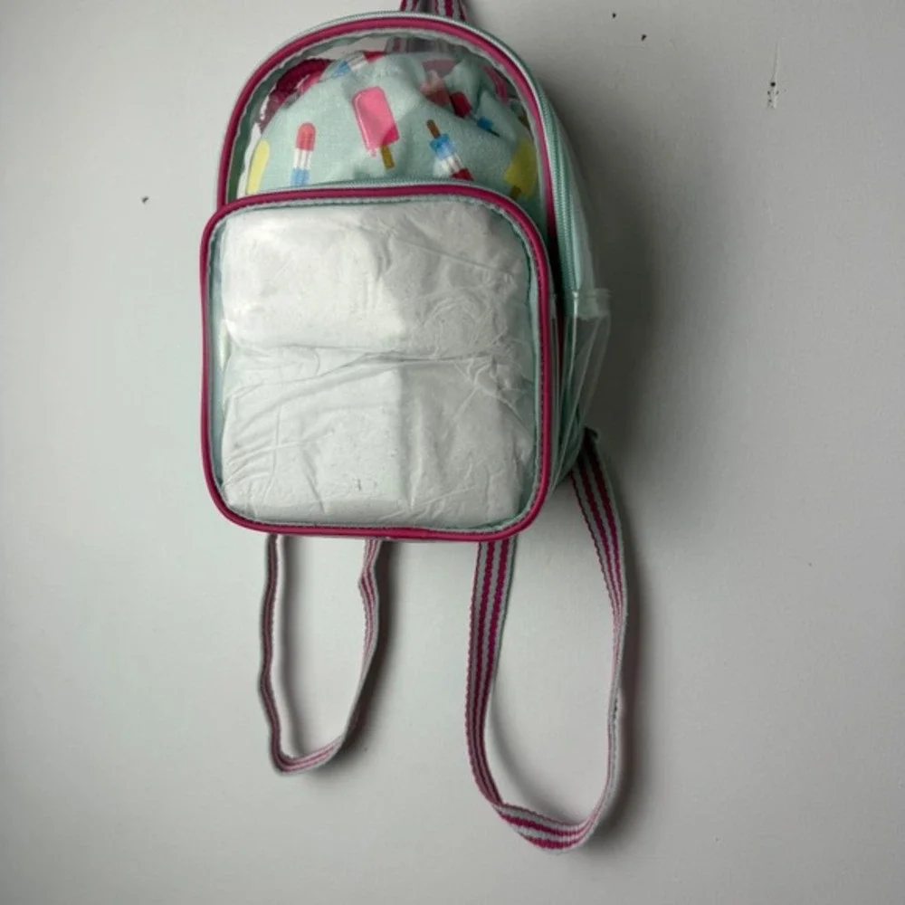 Sun Squad Mini Backpack Ice Cream Print Clear Pocket Kids‎ Travel Bag